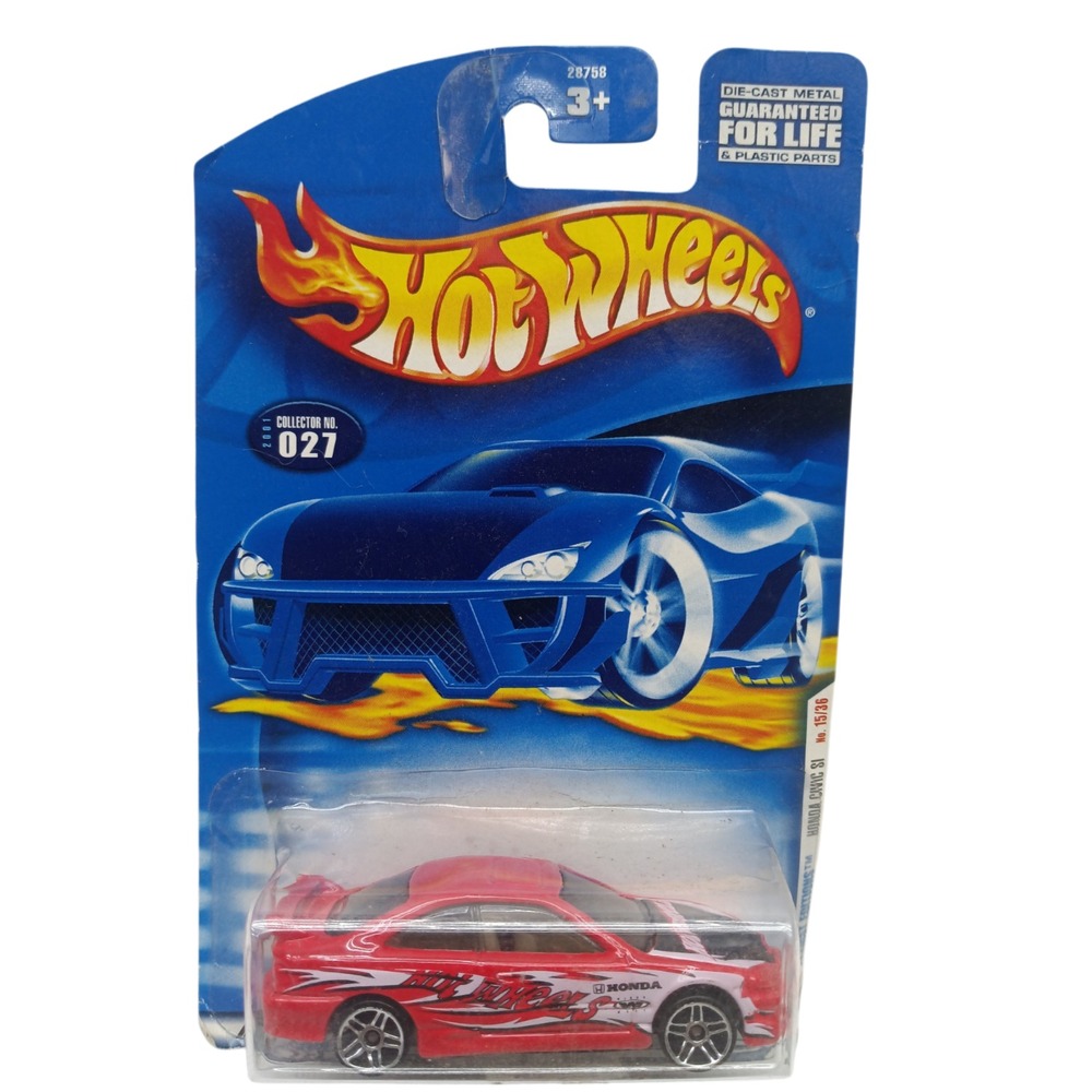 2001 Hot Wheels 027 Honda Civic SI First Editions 15 of 36 PR5 28758 Toy Car Red